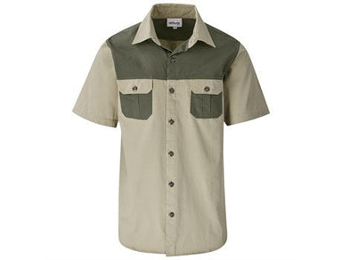 Mens Short Sleeve Serengeti 2-Tone Bush Shirt-