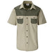 Mens Short Sleeve Serengeti 2-Tone Bush Shirt-L-Stone Military Green-STMG