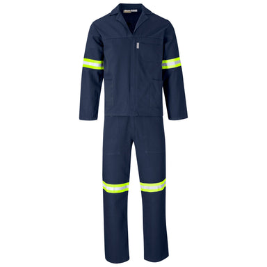 Technician 100% Cotton Conti Suit - Reflective Arms & Legs - Yellow Tape-32-Navy-N