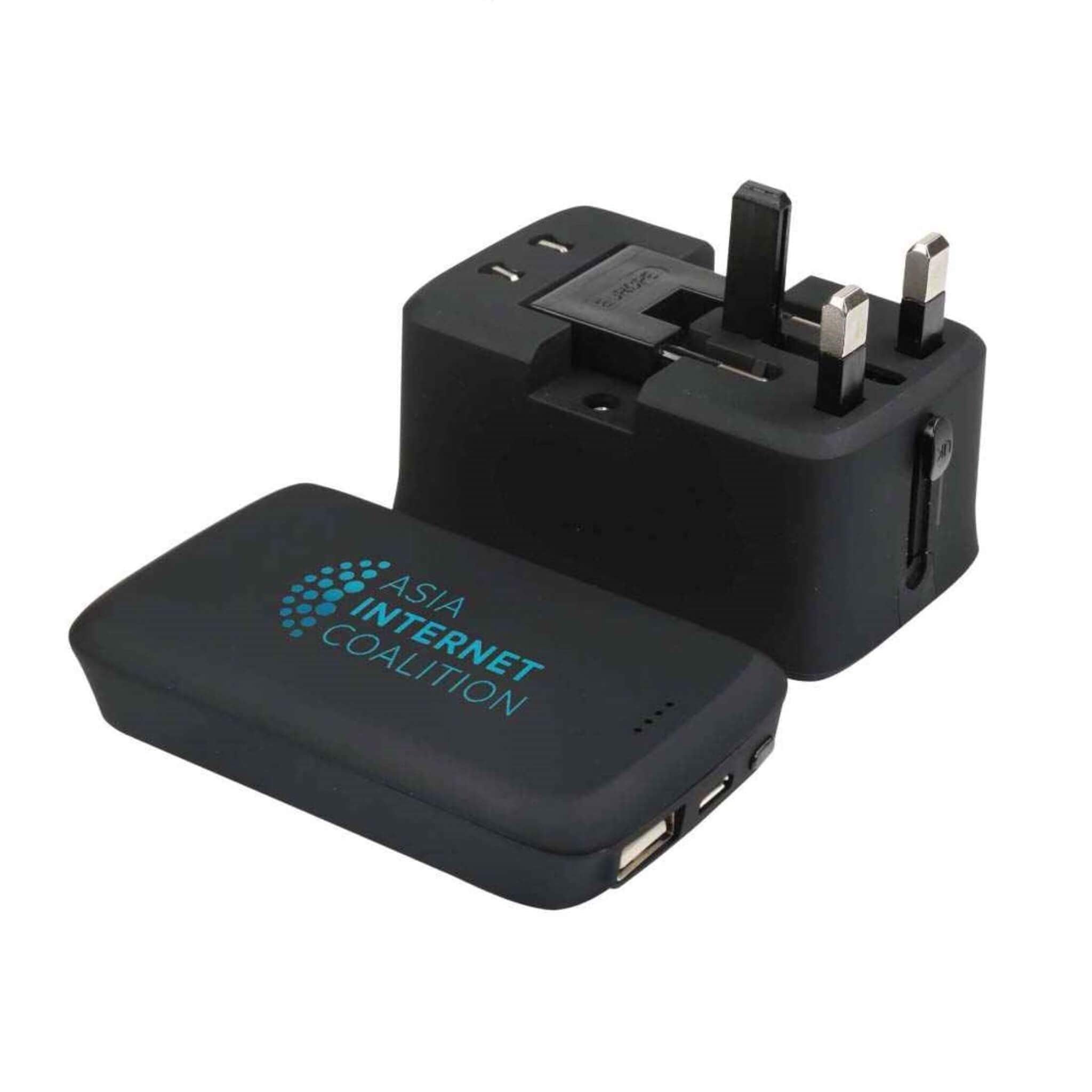 Branded Travel Adapter With Powerbank